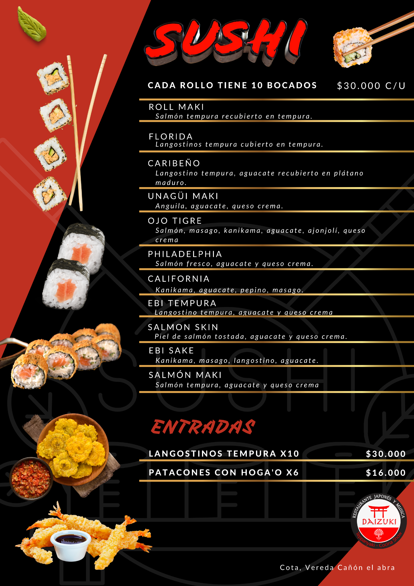 Carta de sushi 